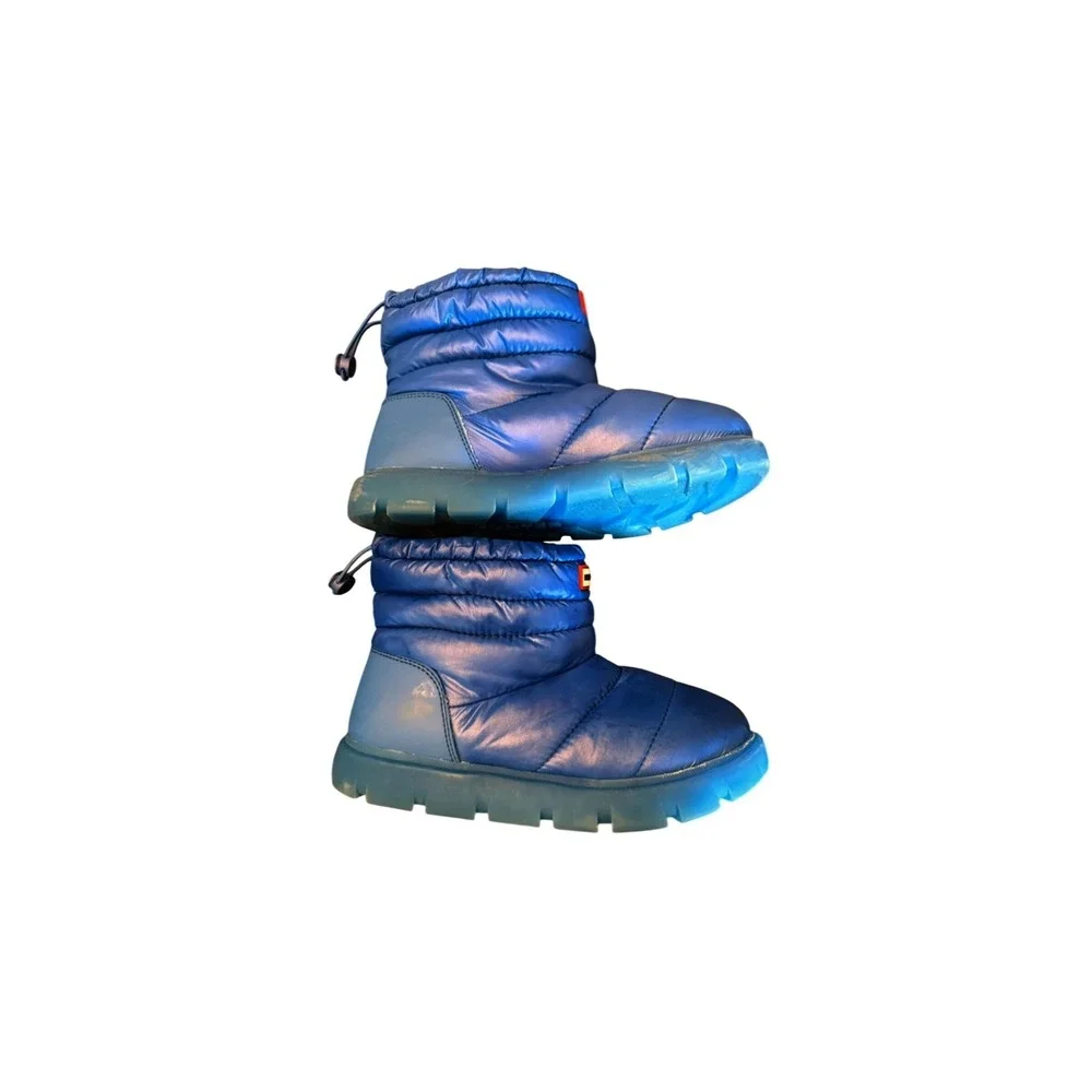 Hunter Intrepid Insulated Puffer Short Boots Blue US 4 HJCUDDLE Big Kid Size 4